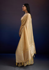 Womanista Satin Women's Jimmychoo Beige Saree With Un-Stitched Blouse