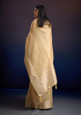 Womanista Satin Women's Jimmychoo Beige Saree With Un-Stitched Blouse