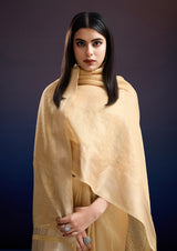 Womanista Satin Women's Jimmychoo Beige Saree With Un-Stitched Blouse