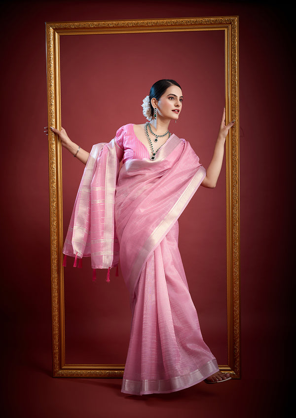 Woven Design Zari Organza Saree