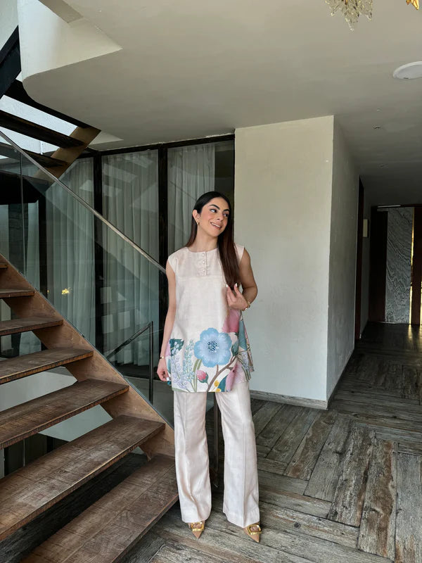 Ivory Bloom Handblock Kurta Set