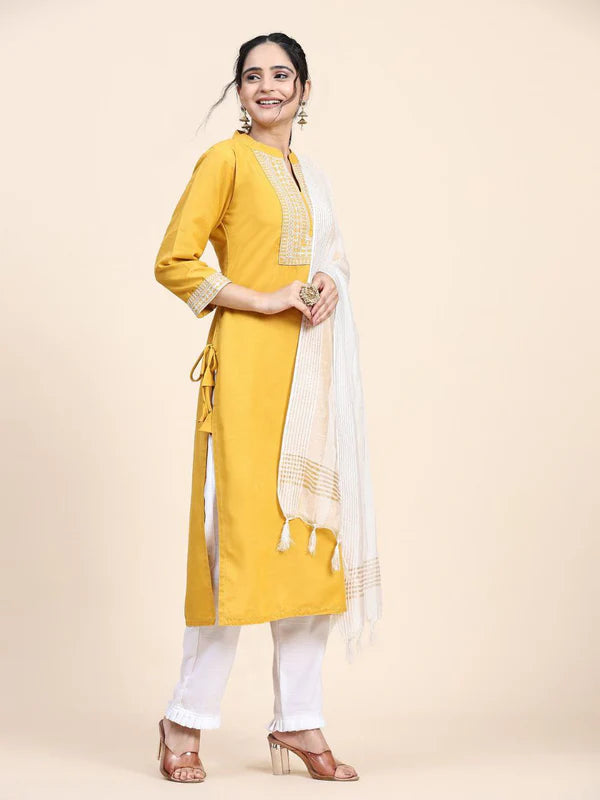 Designer Muslin Cotton Kurta Suit Set