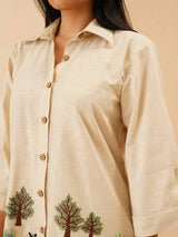 Embroidery Top and Palazzo Co-Ord Set in White Rayon