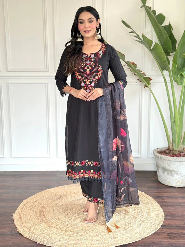 Designer Viscose Chanderi Kurta Suit Set with Premium Embroidery