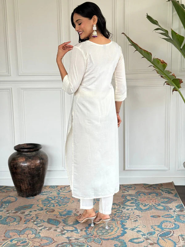 Designer Viscose Chanderi Kurta Suit Set with Premium Embroidery