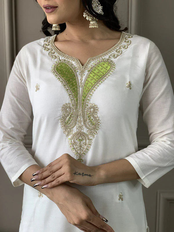 Designer Viscose Chanderi Kurta Suit Set with Premium Embroidery