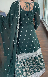 Elegant Zari Jacquard Embroidered Gown with Dupatta