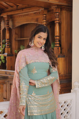 Premium Designer Readymade Kurti-Plazzo-Dupatta Set