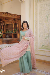 Premium Designer Readymade Kurti-Plazzo-Dupatta Set