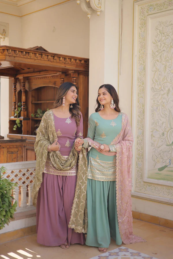 Premium Designer Readymade Kurti-Plazzo-Dupatta Set