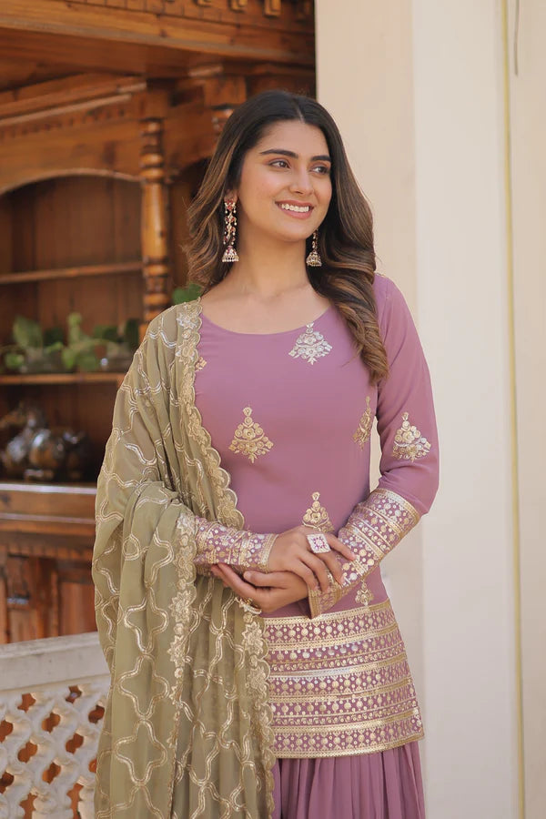 Premium Designer Readymade Kurti-Plazzo-Dupatta Set