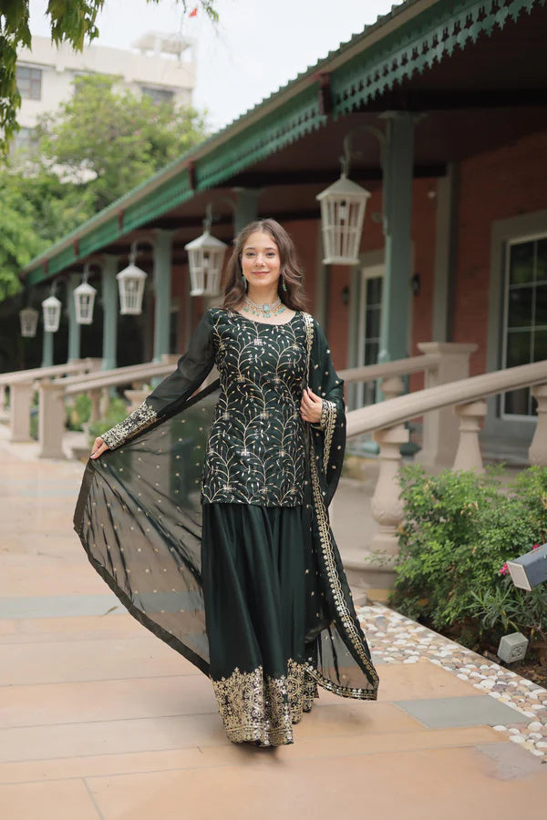 Premium designer Kurti-Plazzo-Dupatta set