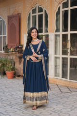 Designer Faux Blooming Gown with Zari Sequins Embroidery