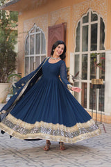 Designer Faux Blooming Gown with Zari Sequins Embroidery