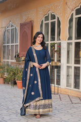 Designer Faux Blooming Gown with Zari Sequins Embroidery