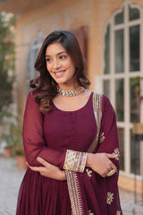 Designer Faux Blooming Gown with Zari Sequins Embroidery