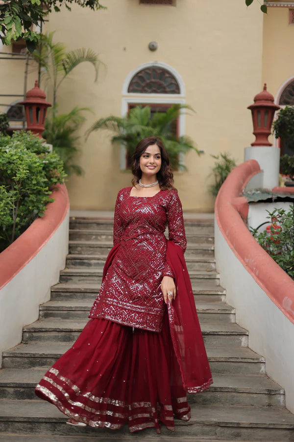 Premium Designer Kurti-Sharara-Dupatta Collection
