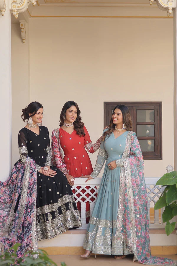 Elegant Designer Gown with Dupatta