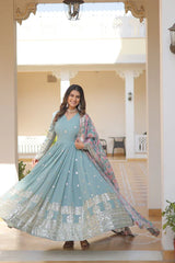 Elegant Designer Gown with Dupatta