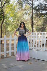 Luxurious Faux Blooming Designer Gown with Zari Sequins Embroidery