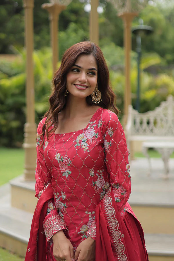 Chinnon Designer Kurti Set with Sequins & Thread Embroidery