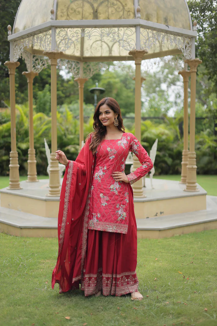 Chinnon Designer Kurti Set with Sequins & Thread Embroidery