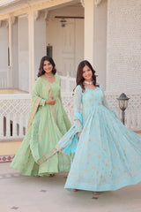 Exquisite Faux Georgette Gown with Zari & Sequins Embroidery