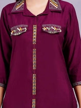 Ava Fuschia Pink Printed Rayon Co-ord Set for Women